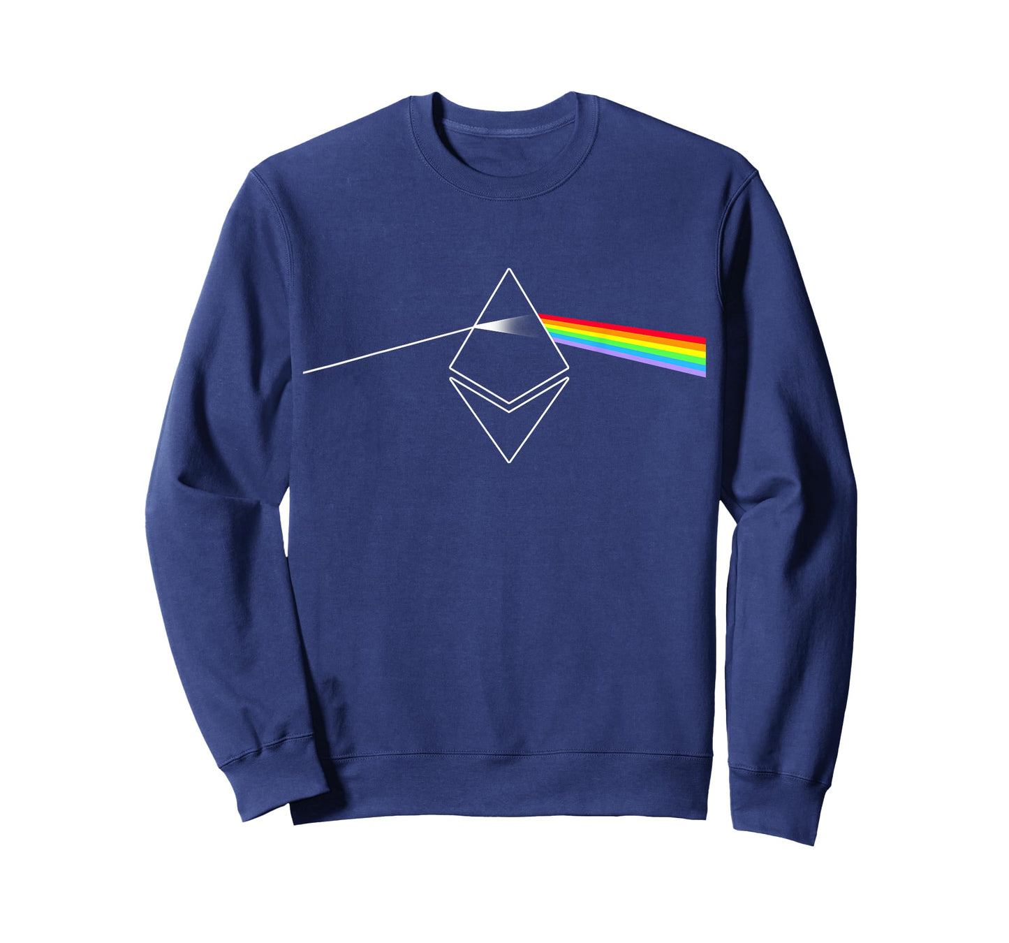 Miftees Crypto Tees Ethereum Prism Rainbow Light Unisex-Adults Black T-Shirt