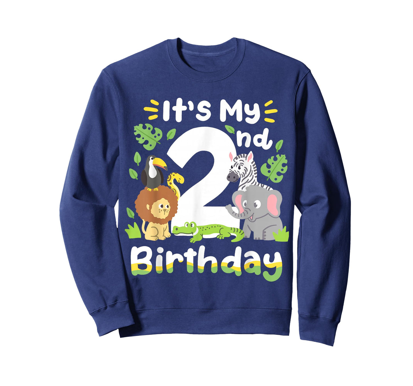 Jungle Safari 2nd Birthday Zoo Animal Two Years Old Kids T-Shirt