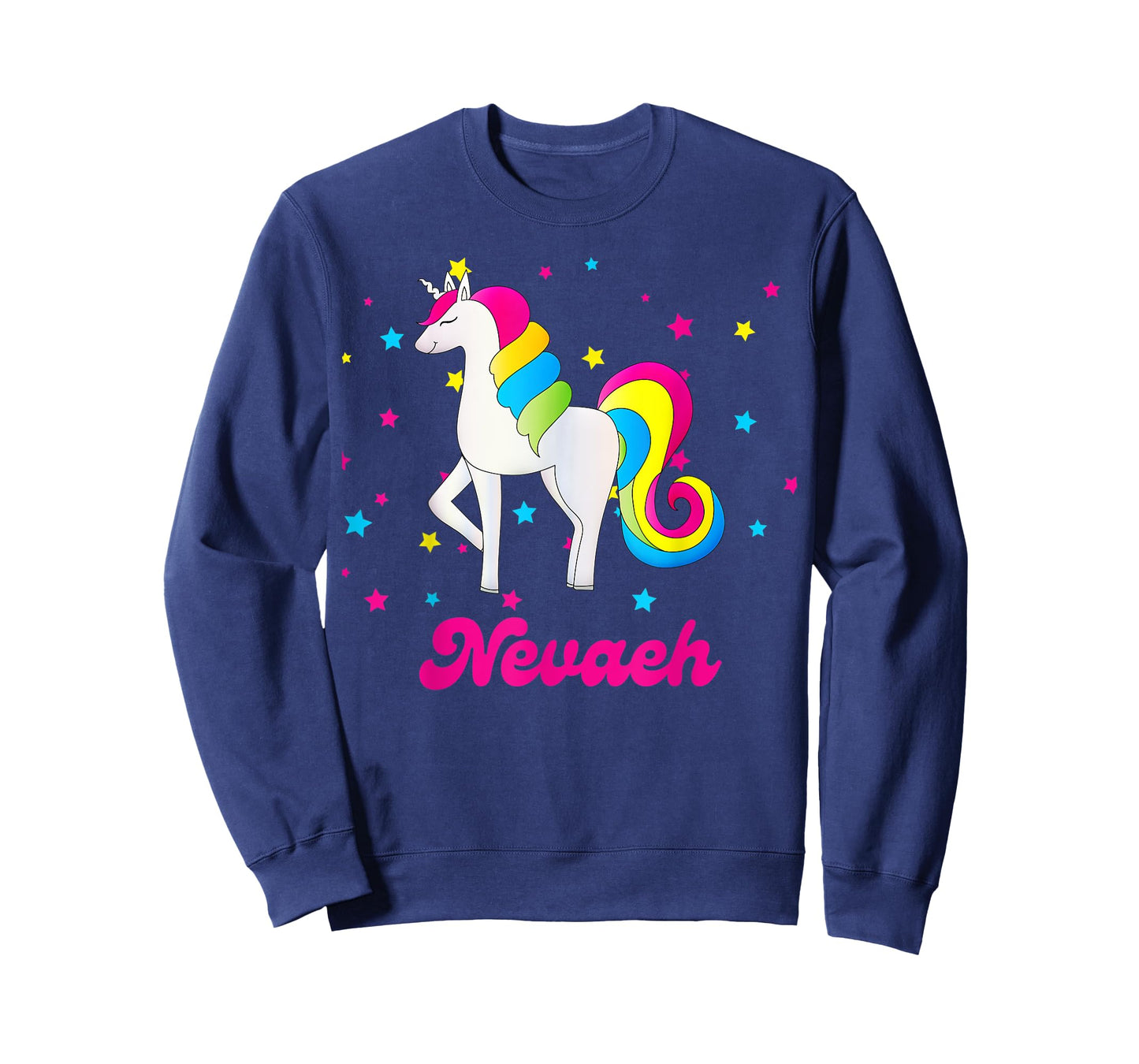 Cute Rainbow Unicorn Pink and Blue Personalized Nevaeh T-Shirt