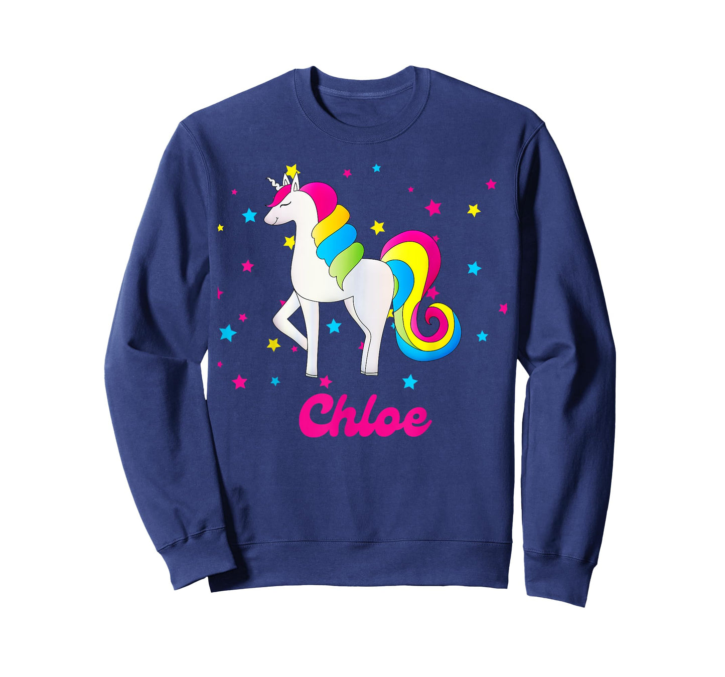 Cute Rainbow Unicorn Pink and Blue Personalized Chloe T-Shirt