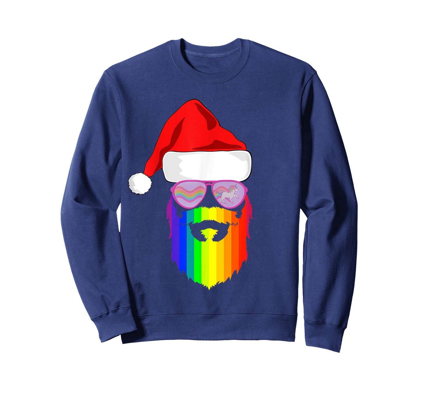Gay Santa Claus Christmas Rainbow Unicorn Sunglasses LGBQT T-Shirt