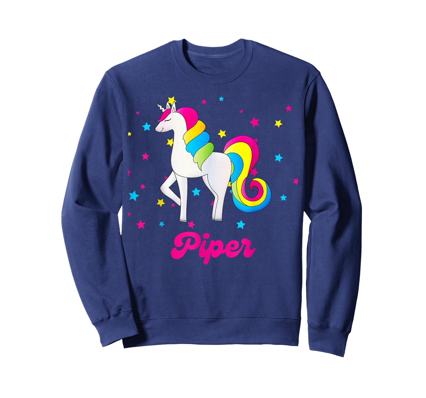 Cute Rainbow Unicorn Pink and Blue Personalized Piper T-Shirt