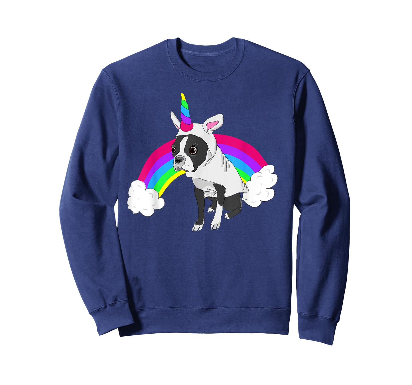 Cute Boston Terrier Unicorn Rainbow T-Shirt