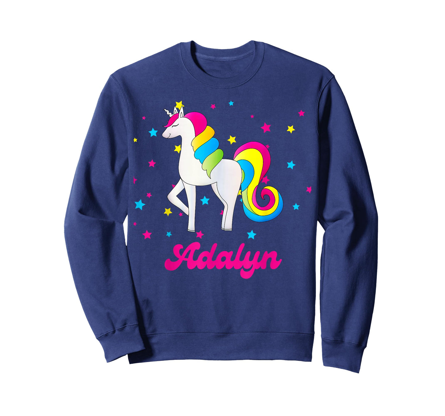 Cute Rainbow Unicorn Pink and Blue Personalized Adalyn T-Shirt
