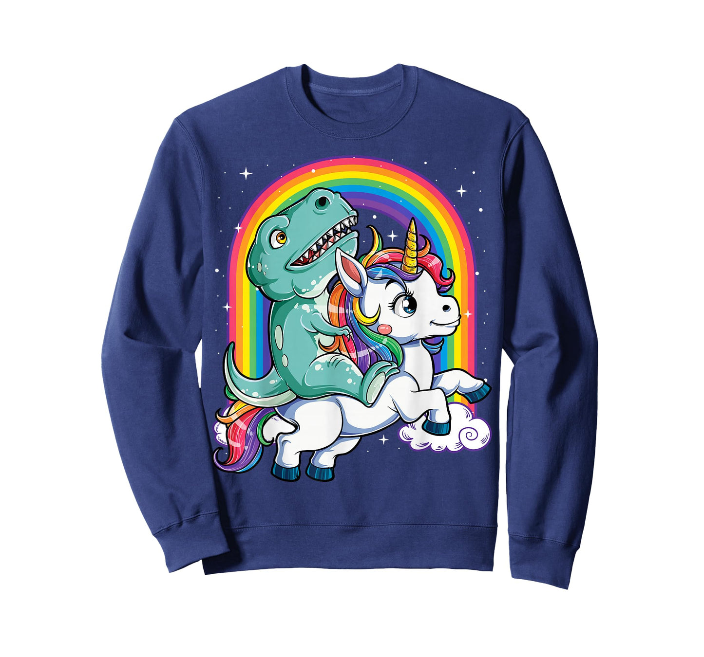 Dinosaur Riding Unicorn Funny T-rex Boys Men Rainbow Galaxy T-Shirt