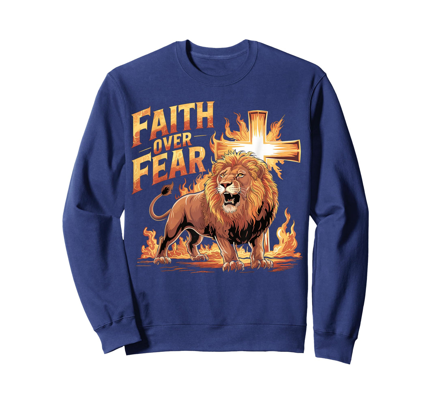 Faith Over Fear Lion of Judah Religion Christian Biblical T-Shirt