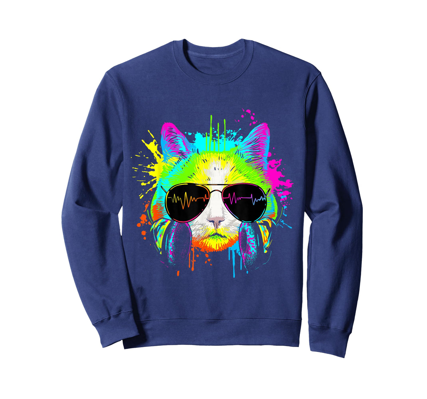 Funny Kitten Colourful Rainbow Rave Music DJ Cat T-Shirt