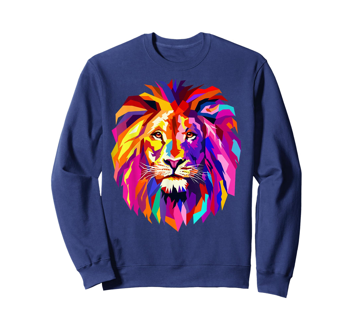 Cool Lion Head Design with Bright Colorful T-Shirt Small
