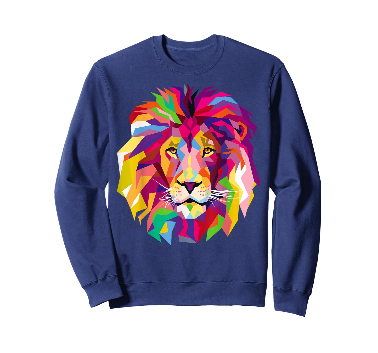 Elegant, Cool Lion Head Design with Bright Colorful T-Shirt