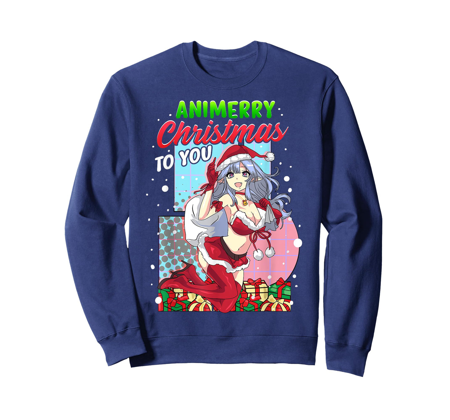 Animerry Christmas Cute Anime Girl Santa Claus Dress Costume T-Shirt