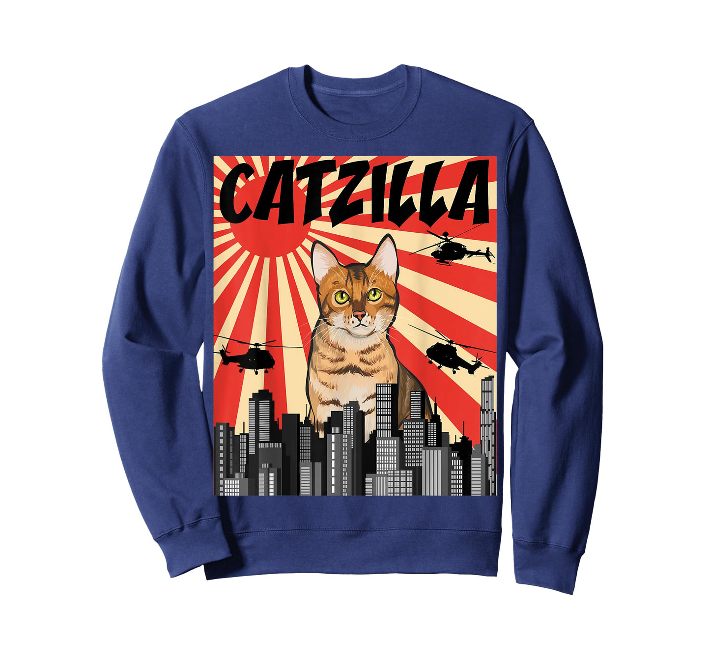 Funny Retro Japanese Catzilla Bengal Cat T-Shirt