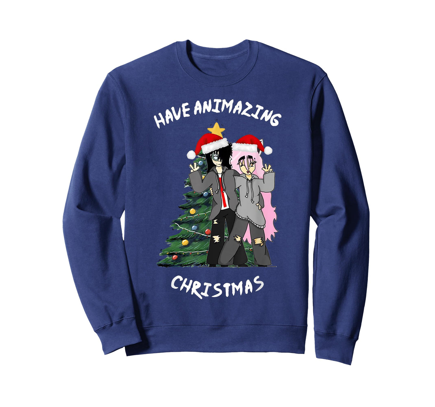 Anime Japanese Christmas Show Xmas Tree with Santa Claus Hat T-Shirt