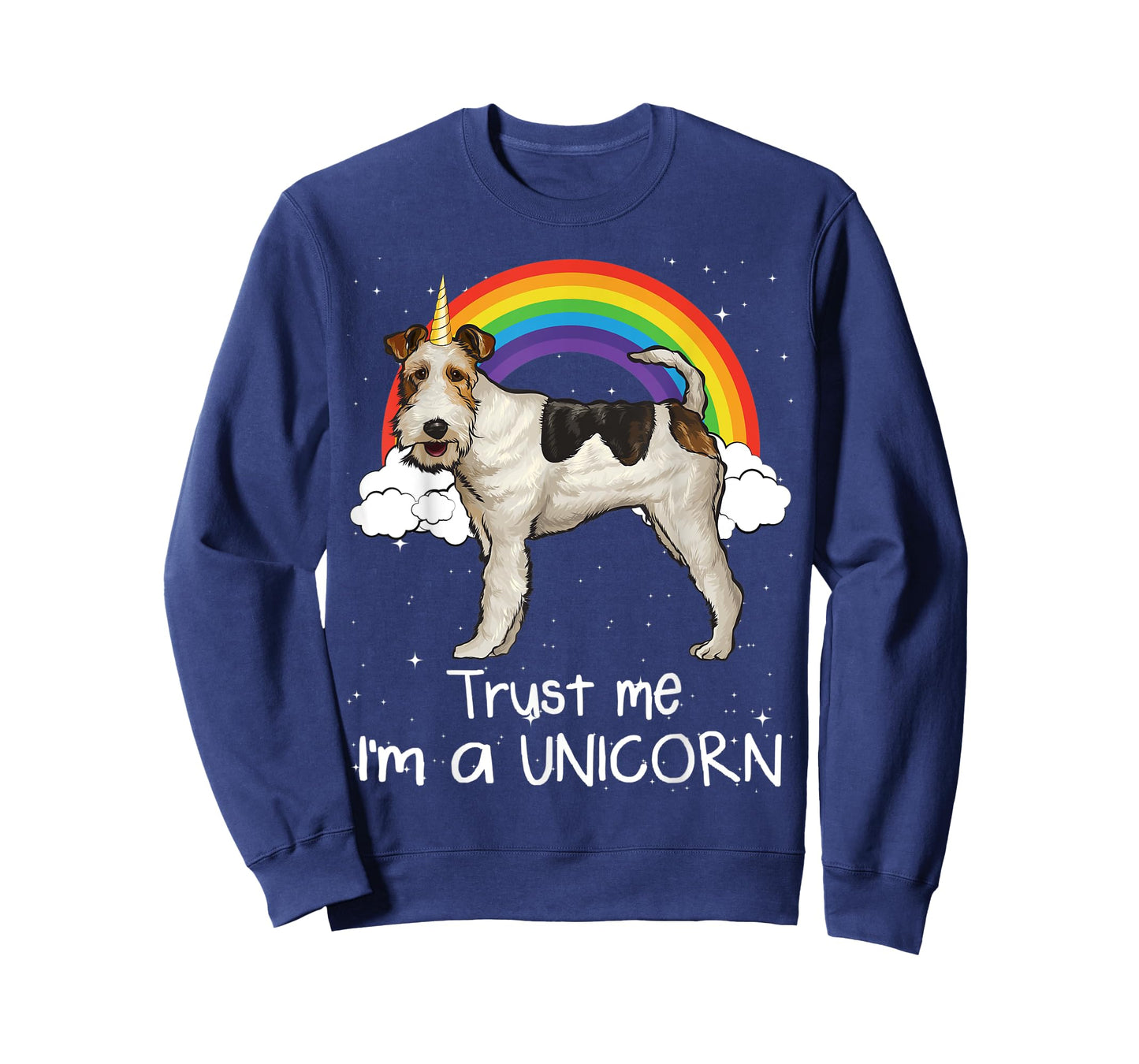 Rainbow Wire Fox Terrier Trust Me I'm A Unicorn Dog T-Shirt for Men Women Kids