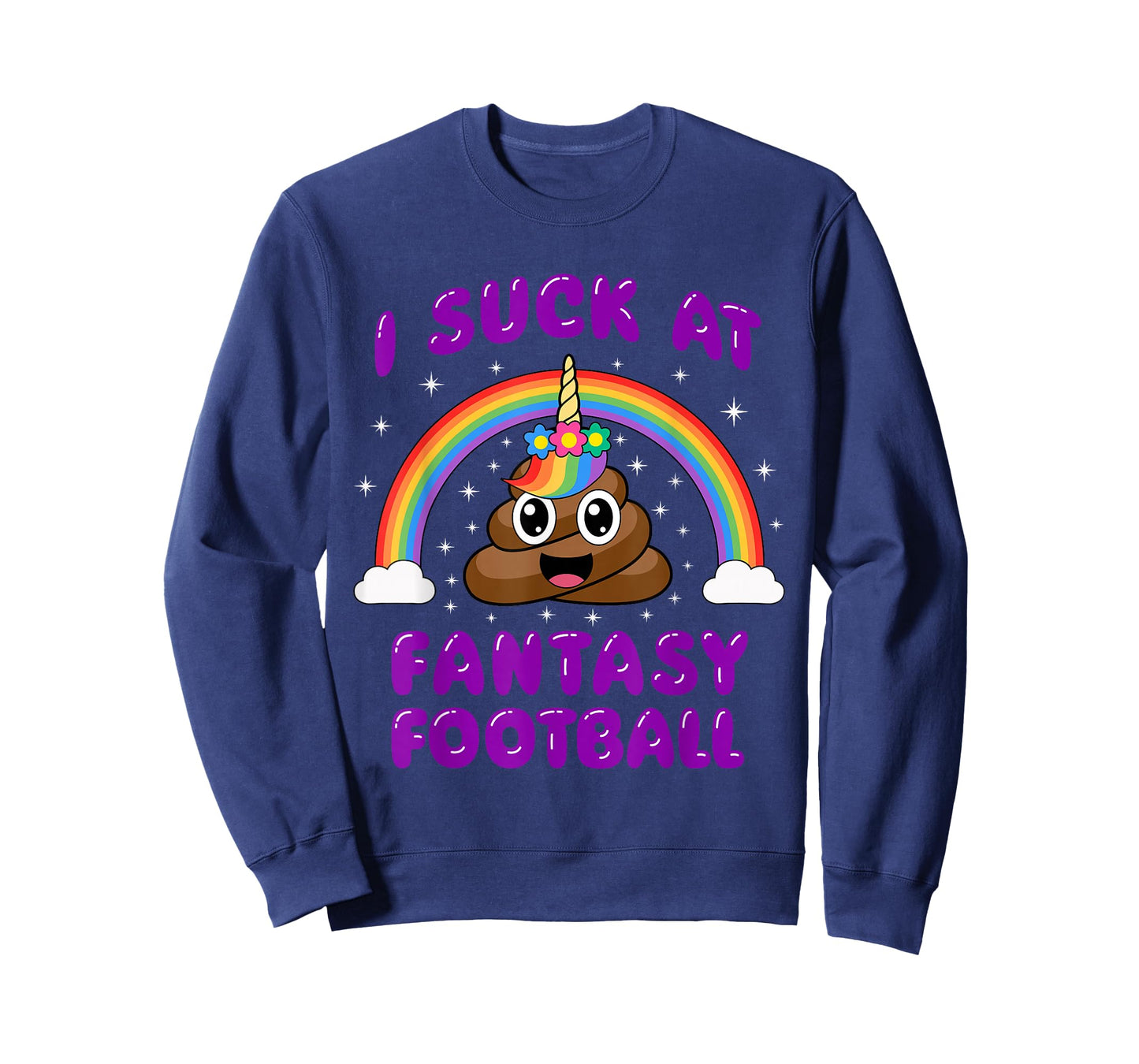 I Suck At Fantasy Football Poop Unicorn Funny Pink T-Shirt