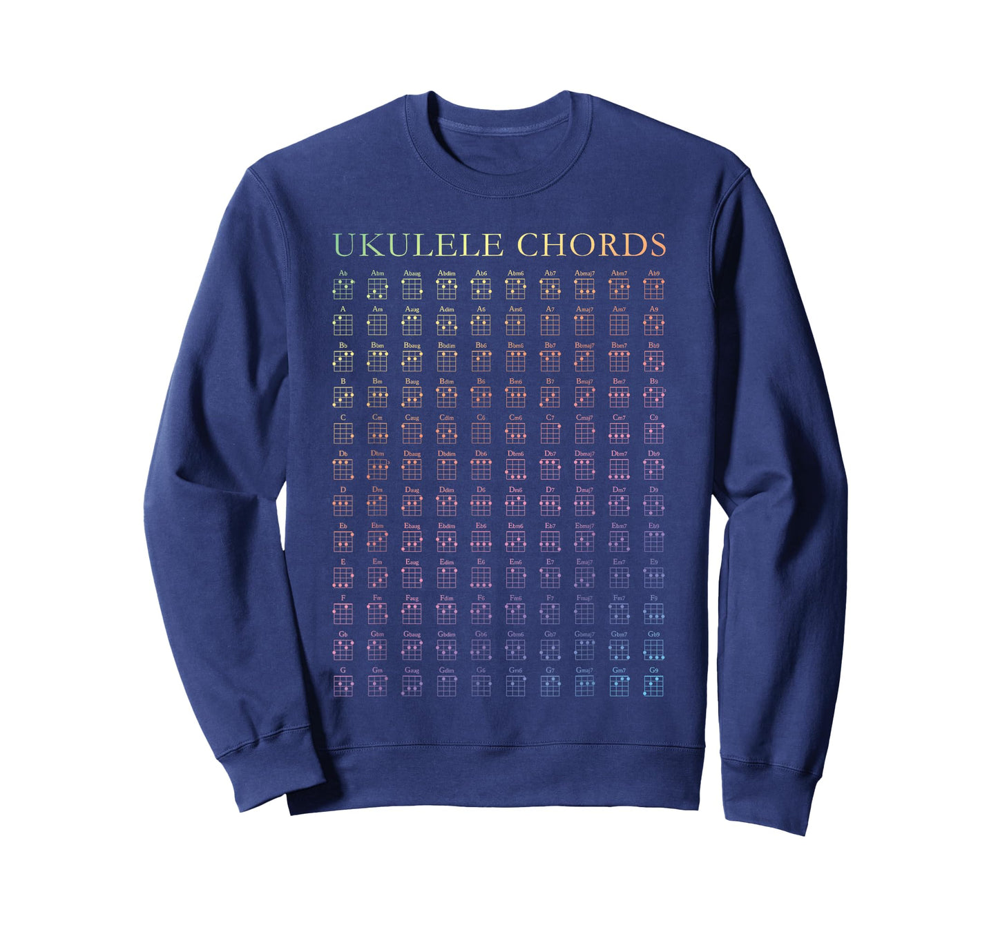 Ukulele Rainbow Chords Chart GCEA Tuning Uke Notes T-Shirt