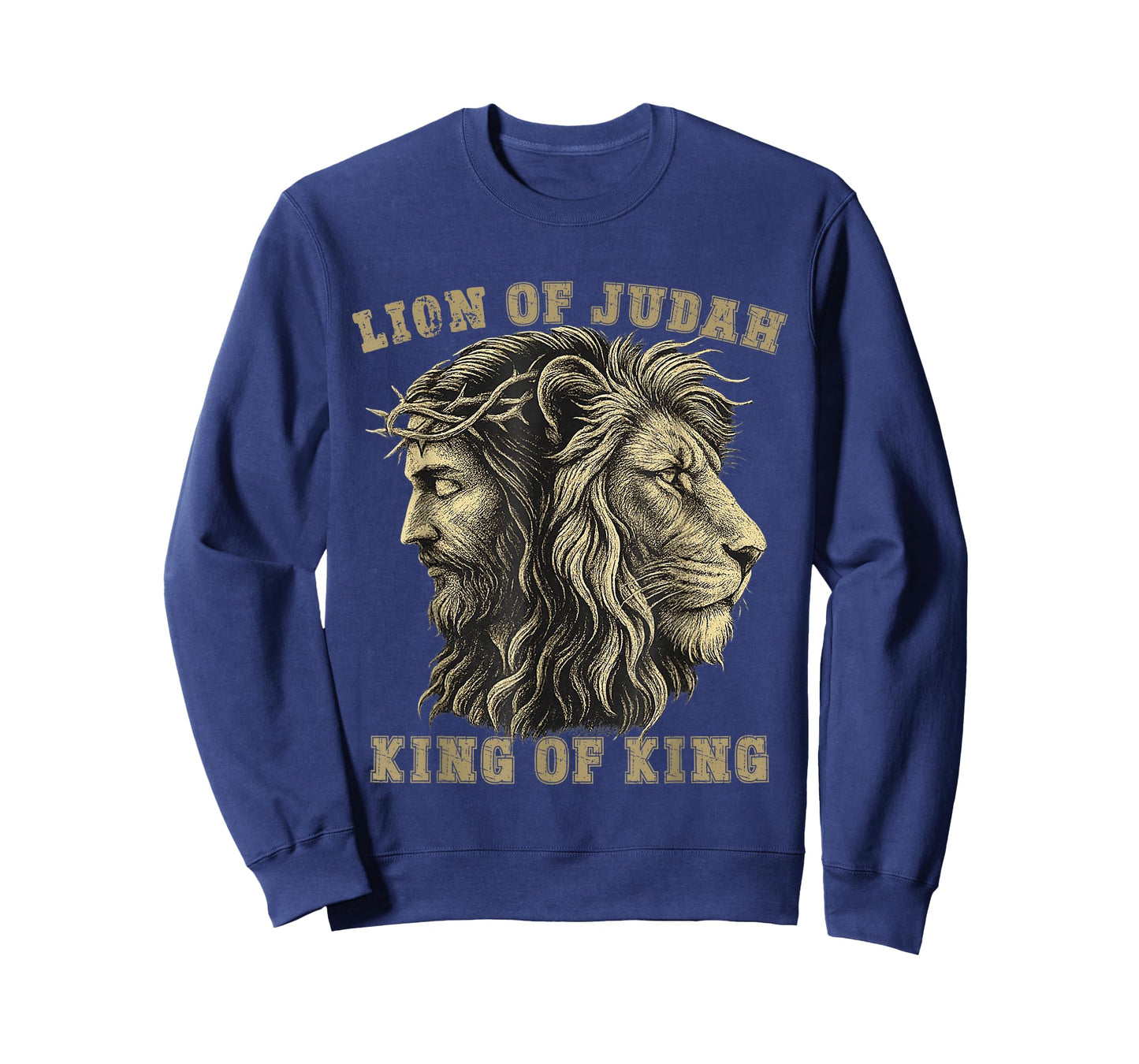 Lion of Judah Jesus Crown of Thorns Christian Faith Design T-Shirt