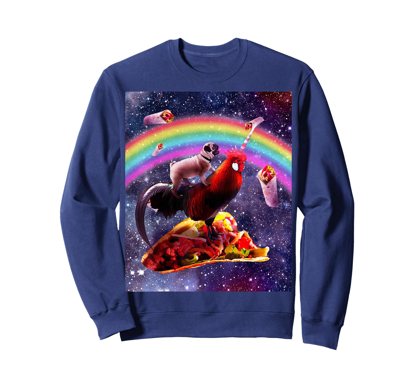 Space Pug Riding Chicken Unicorn - Taco & Burrito T-Shirt