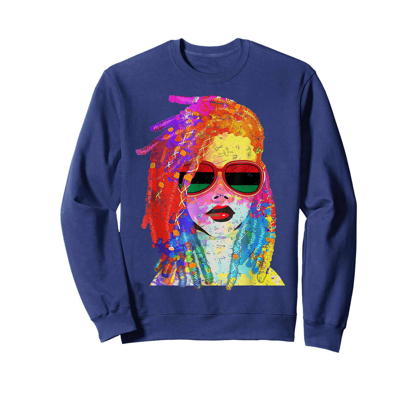 Loc'd Hair Black Queen Afro Woman Melanin Girl Art T-Shirt Small