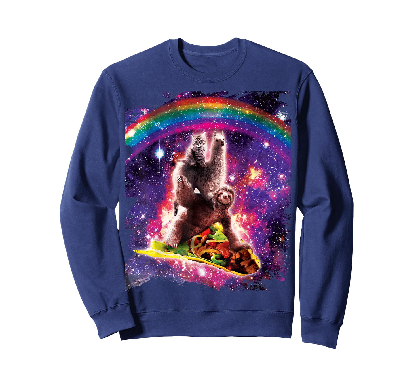 Space Cat Llama Sloth Riding Taco T-Shirt