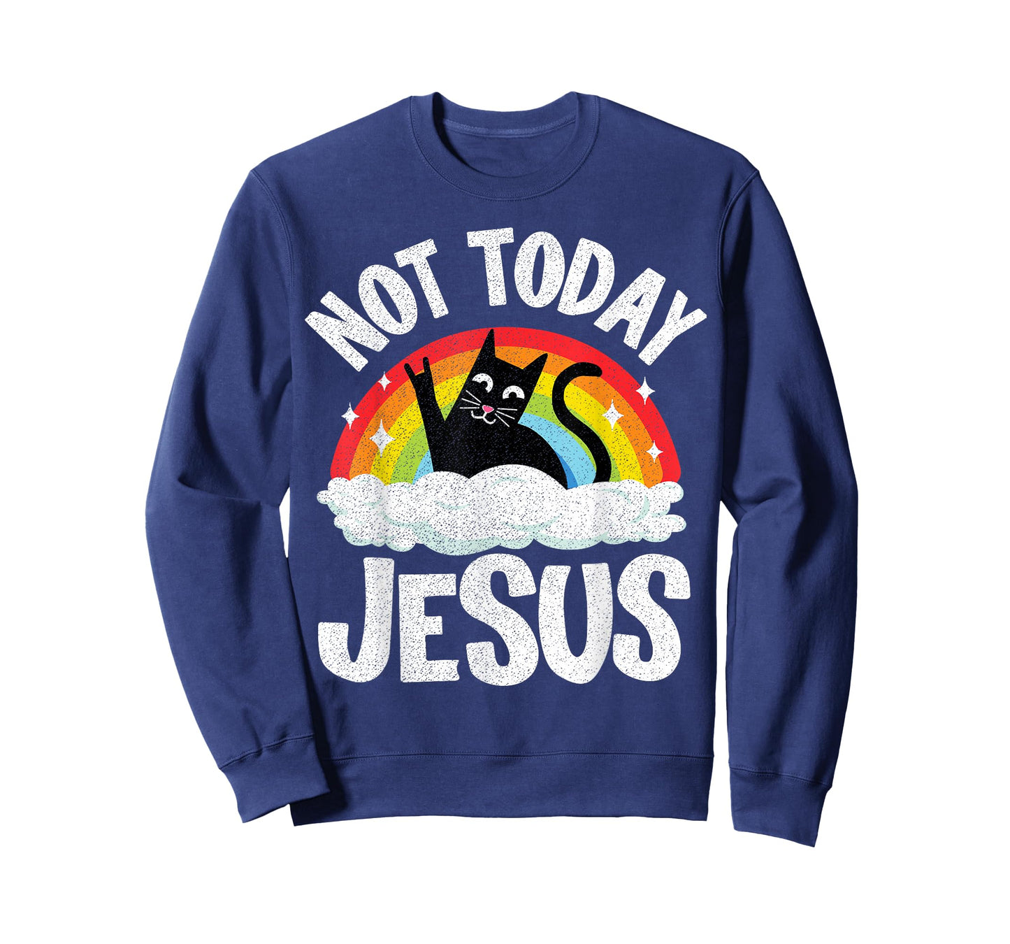 Not Today Jesus Satanic Cat Rainbow Goth Funny Death Metal T-Shirt