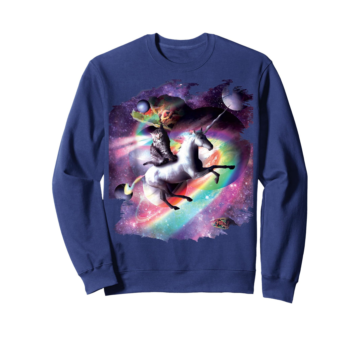 Space Cat Riding Unicorn - Laser, Tacos and Rainbow T-Shirt