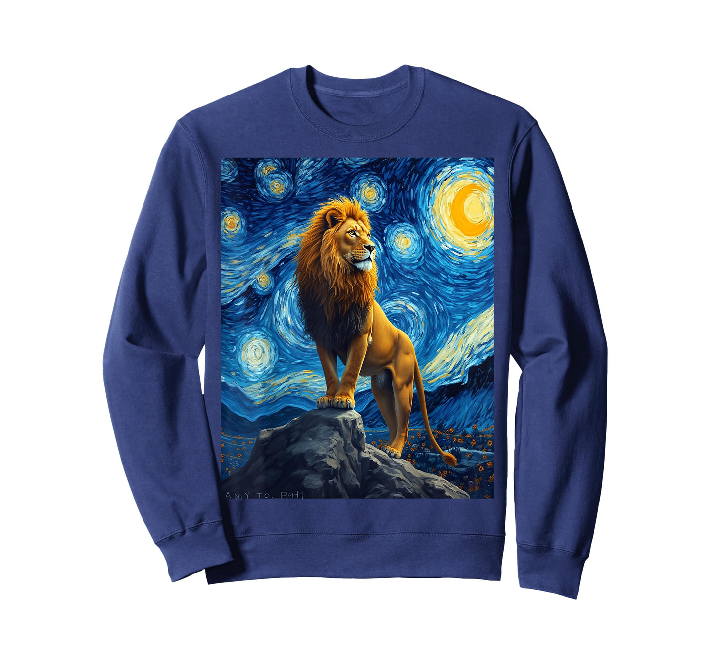 Van Gogh's Starry Night Lion King Jungle Animal T-Shirt