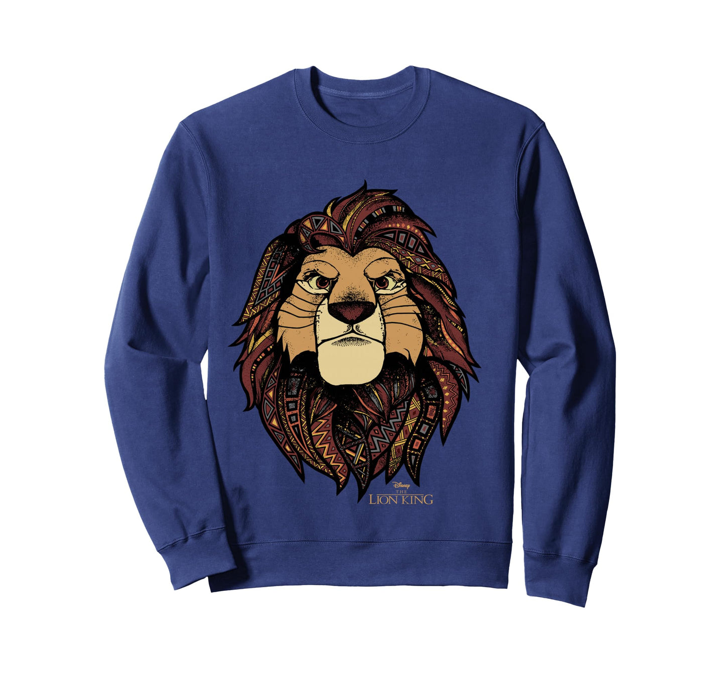 Disney Lion King Simba Ornate Geometric Pattern Portrait Long Sleeve T-Shirt
