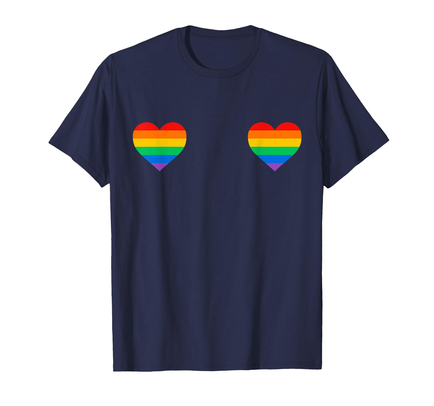 Gay Pride Rainbow Heart Boobs LGBTQ Shirt T-Shirt
