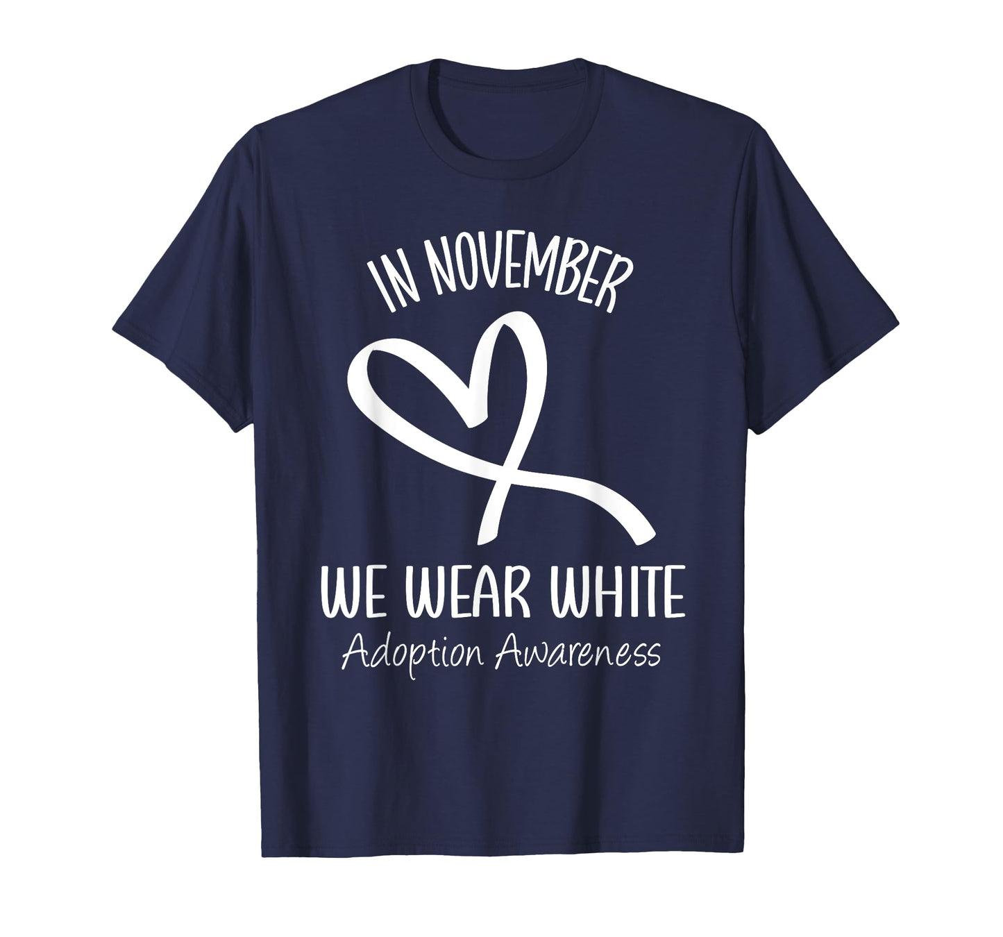 Rainbow In November We Wear White Adoption Awareness Ribbon T-Shirt