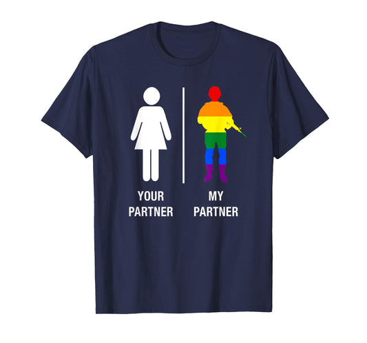 Lesbian Military Shirt LGBT Funny Gay Pride Partner Rainbow T-Shirt