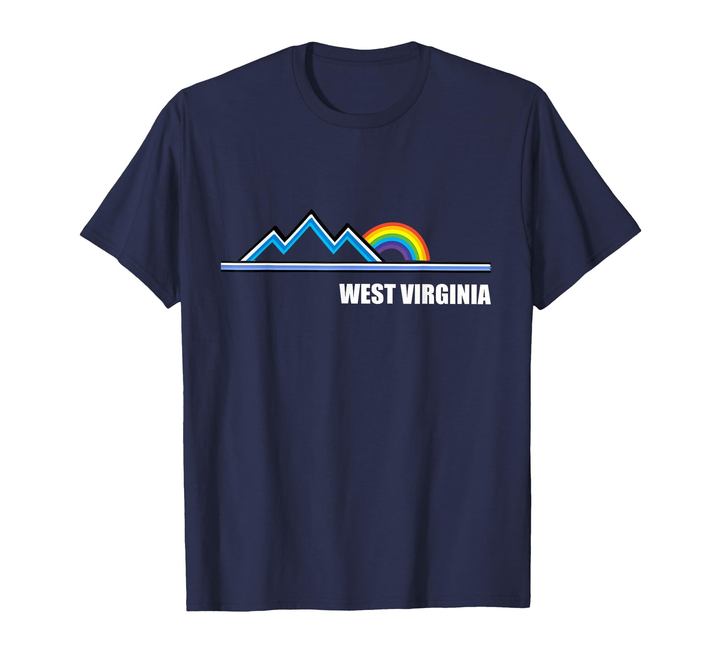 Retro West Virginia T Shirt Vintage Rainbow Mountains Tee T-Shirt