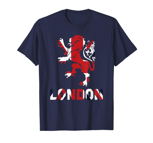 London Union Jack Lion T-Shirt United Kingdom British Tee T-Shirt