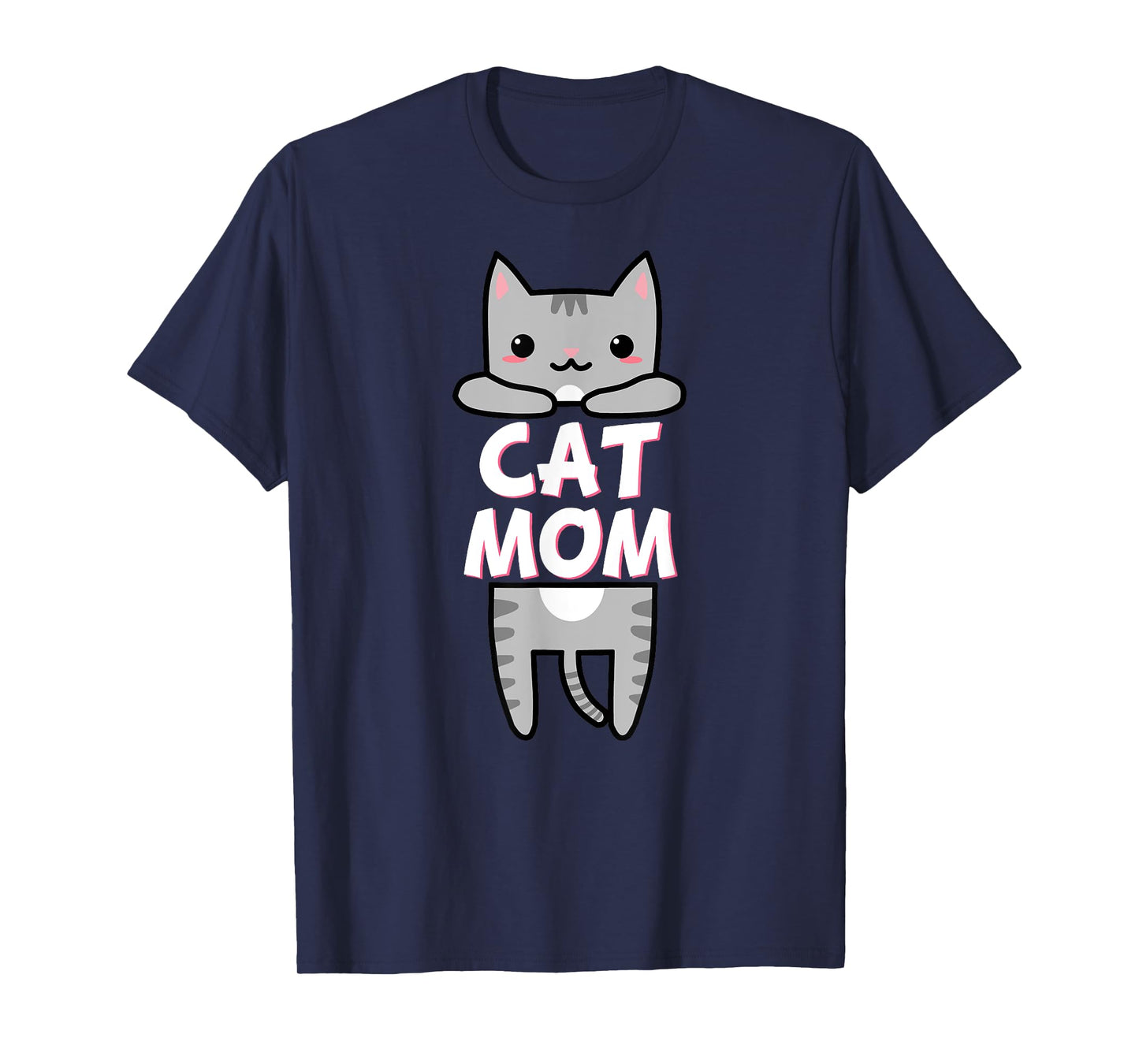 Cat Mom Kawaii Grey Tabby Kitty Cute Cat Men Women Kids T-Shirt