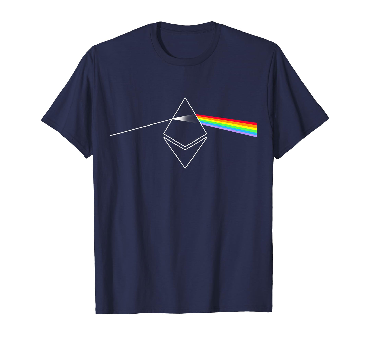 Miftees Crypto Tees Ethereum Prism Rainbow Light Unisex-Adults Black T-Shirt