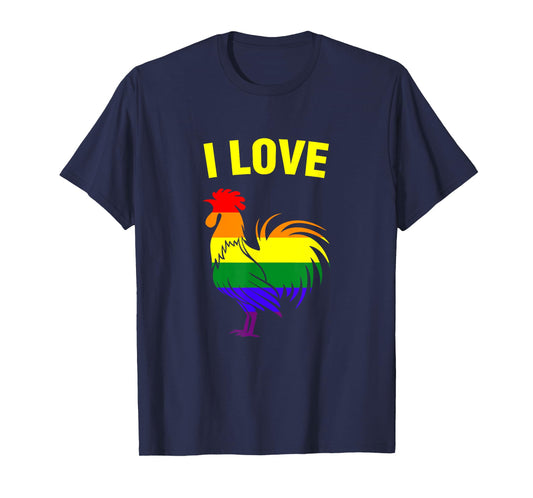 Rainbow Flag LGBT Gay Pride Parade T-Shirt I Love Cock T-Shirt