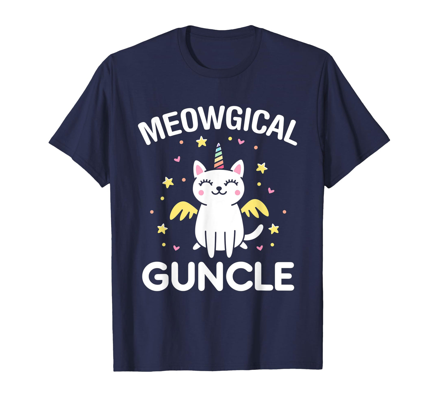 Meowgical Guncle Magical Kitty Cat Unicorn T-Shirt