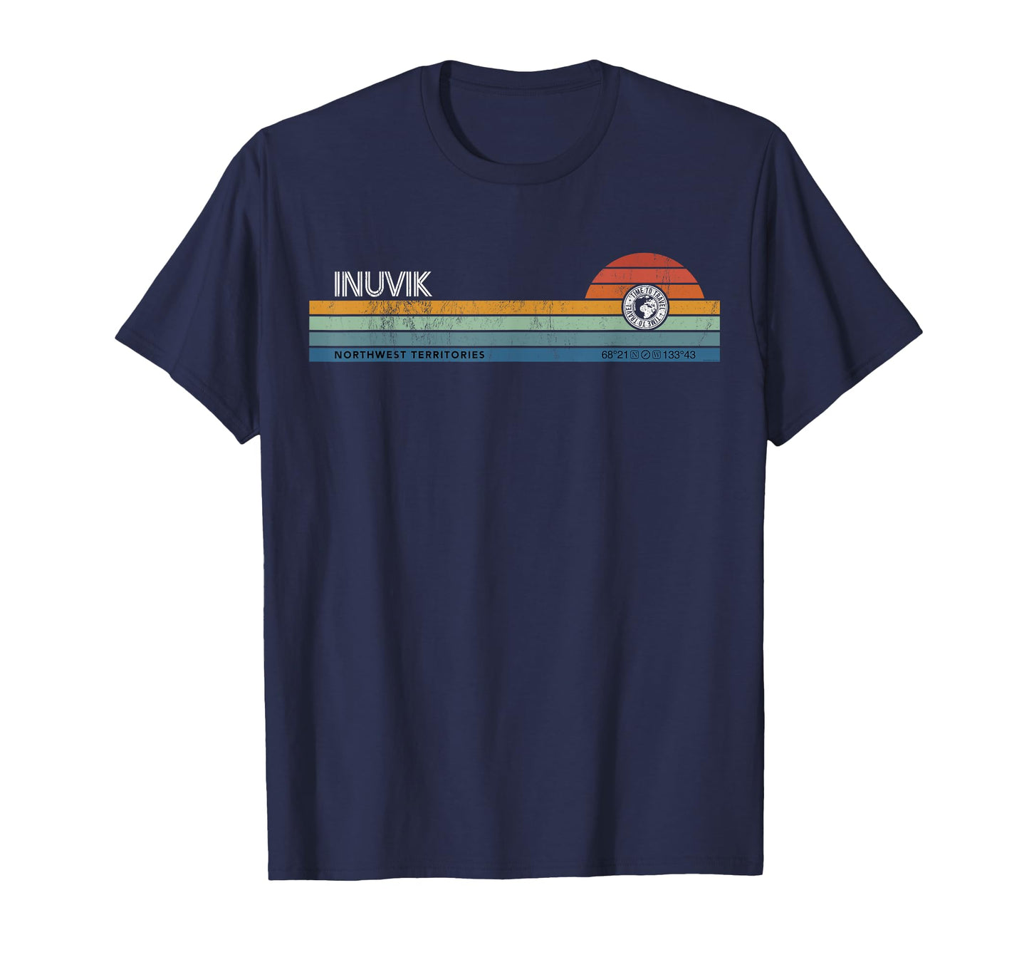 Inuvik Northwest Territories Canada Retro Sunset Rainbow T-Shirt