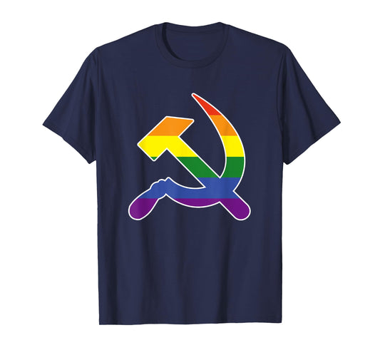 Gay Communism LGBT Hammer And Sickle Communist Rainbow Flag T-Shirt
