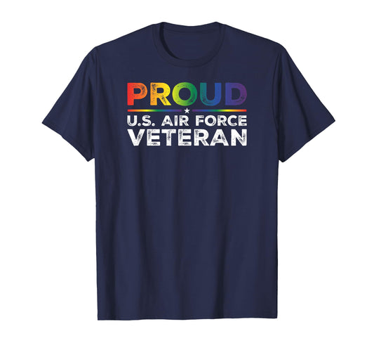Proud U.S. Air Force Veteran Gay Proud Rainbow Flag T-Shirt