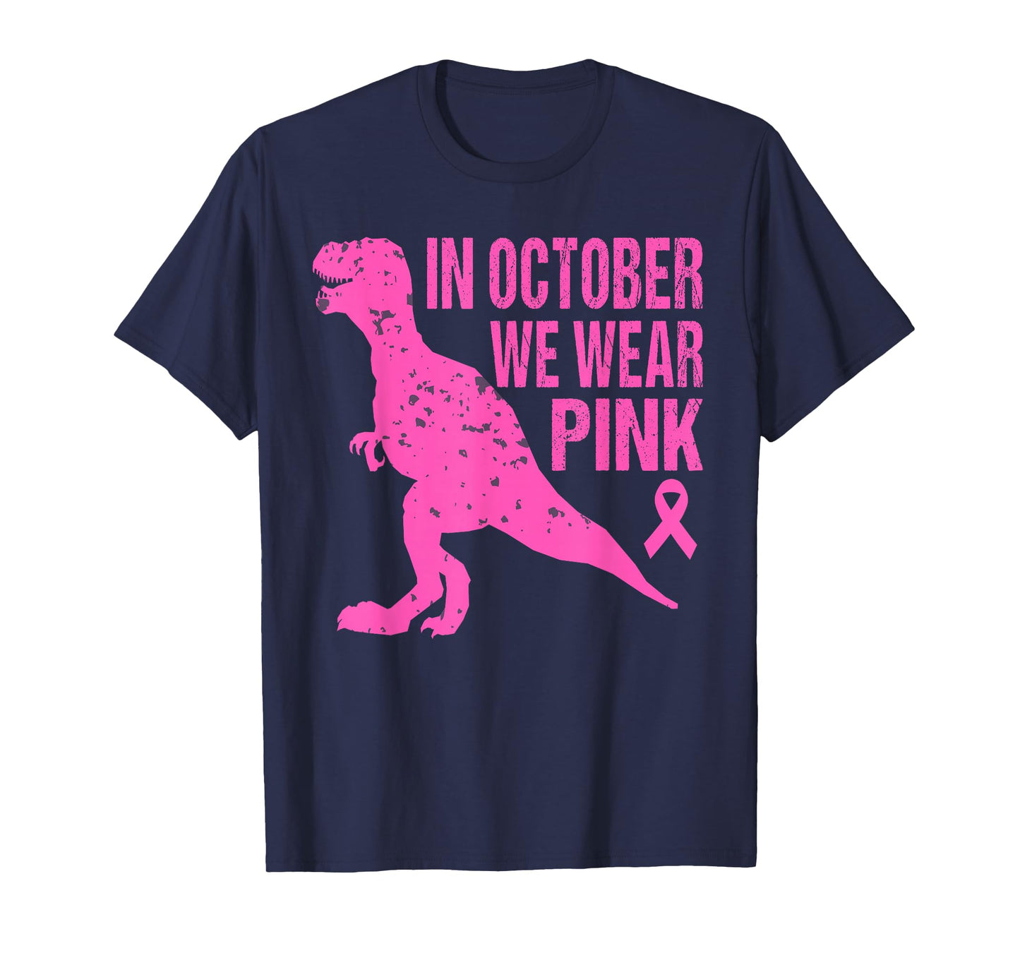 in October We Wear Pink Breast Cancer Trex Dino Kids Toddler T-Shirt