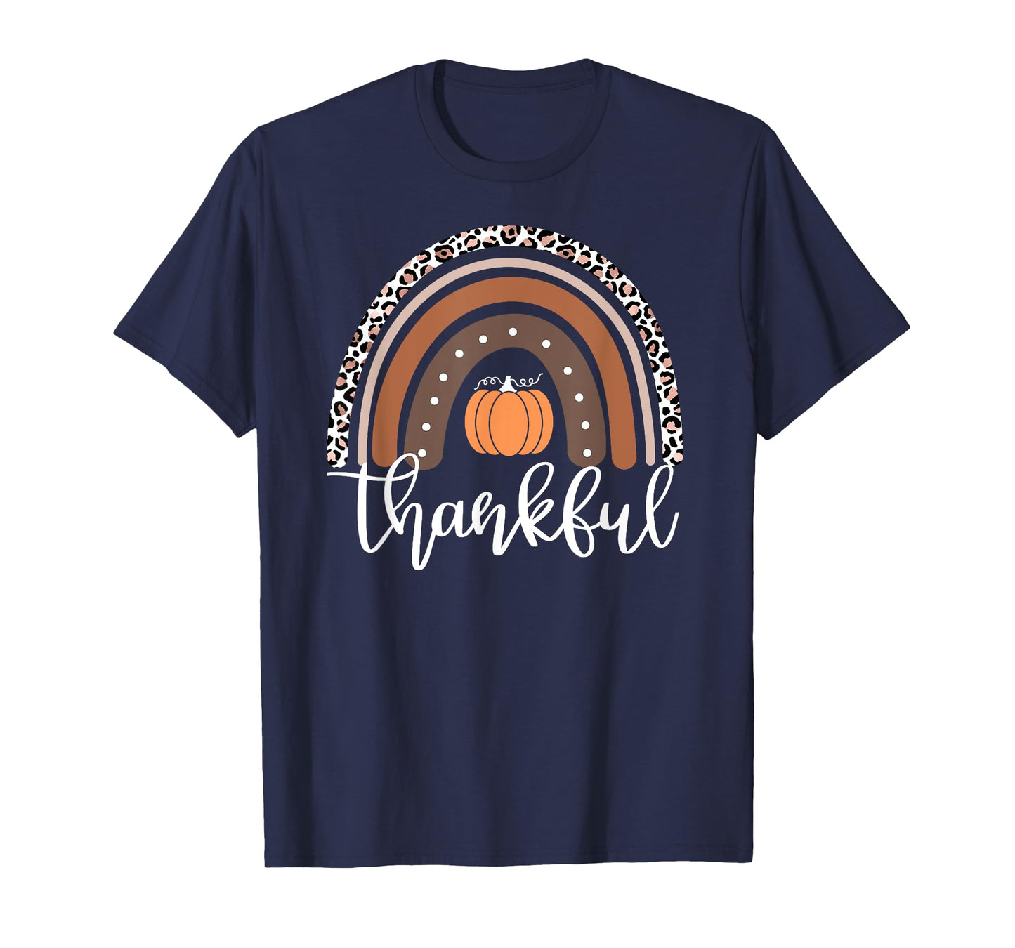 Mommy and Me Thankful Leopard Rainbow Pumpkin Thanksgiving T-Shirt