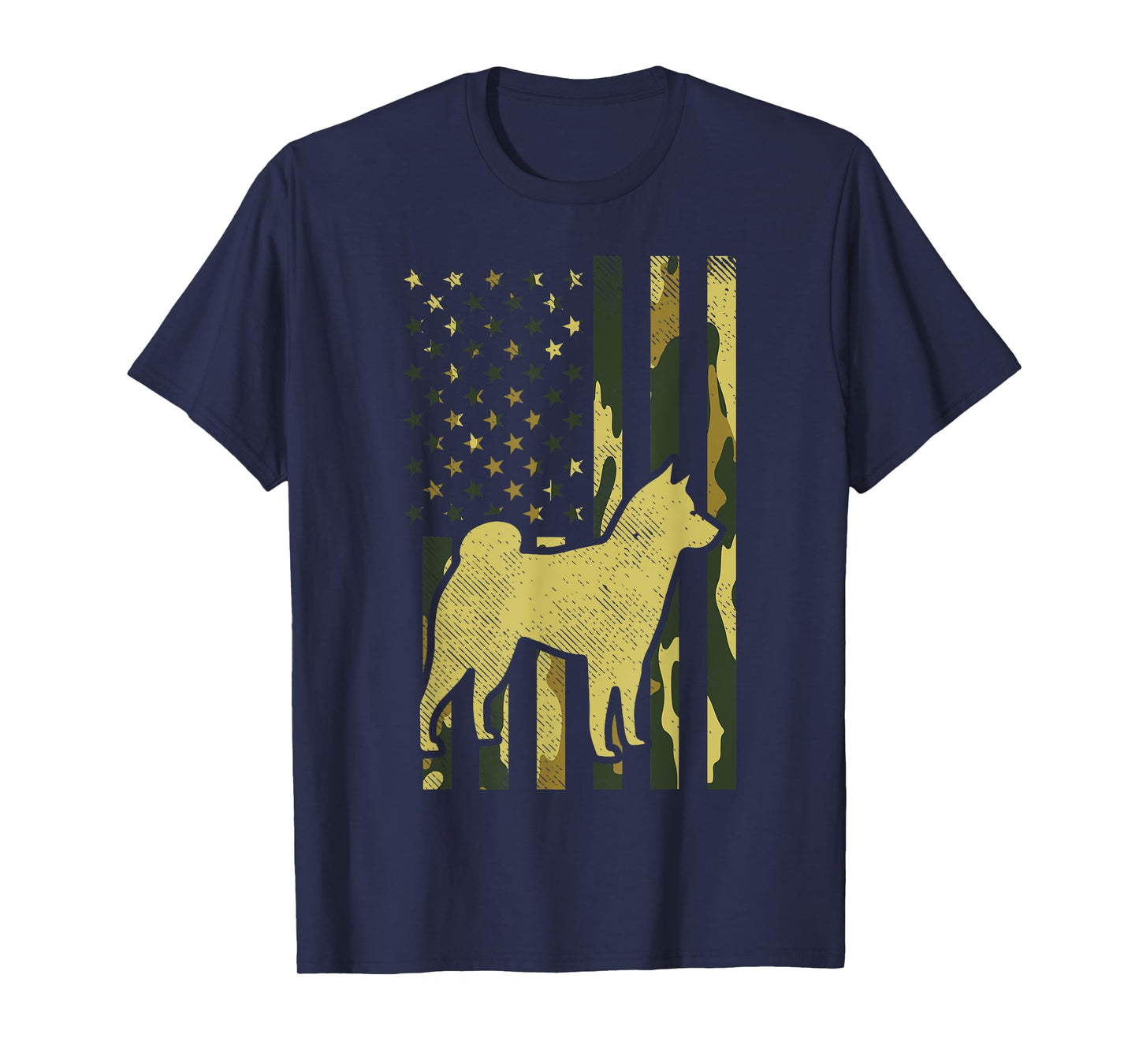 Camo US Flag Shiba Inu Akita Pet Japanese Dog Patriotic Gift T-Shirt
