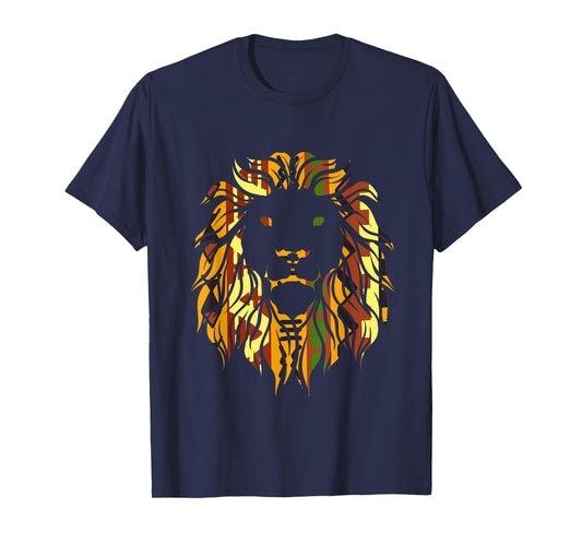 Melanin King Kente Lion African T-Shirt