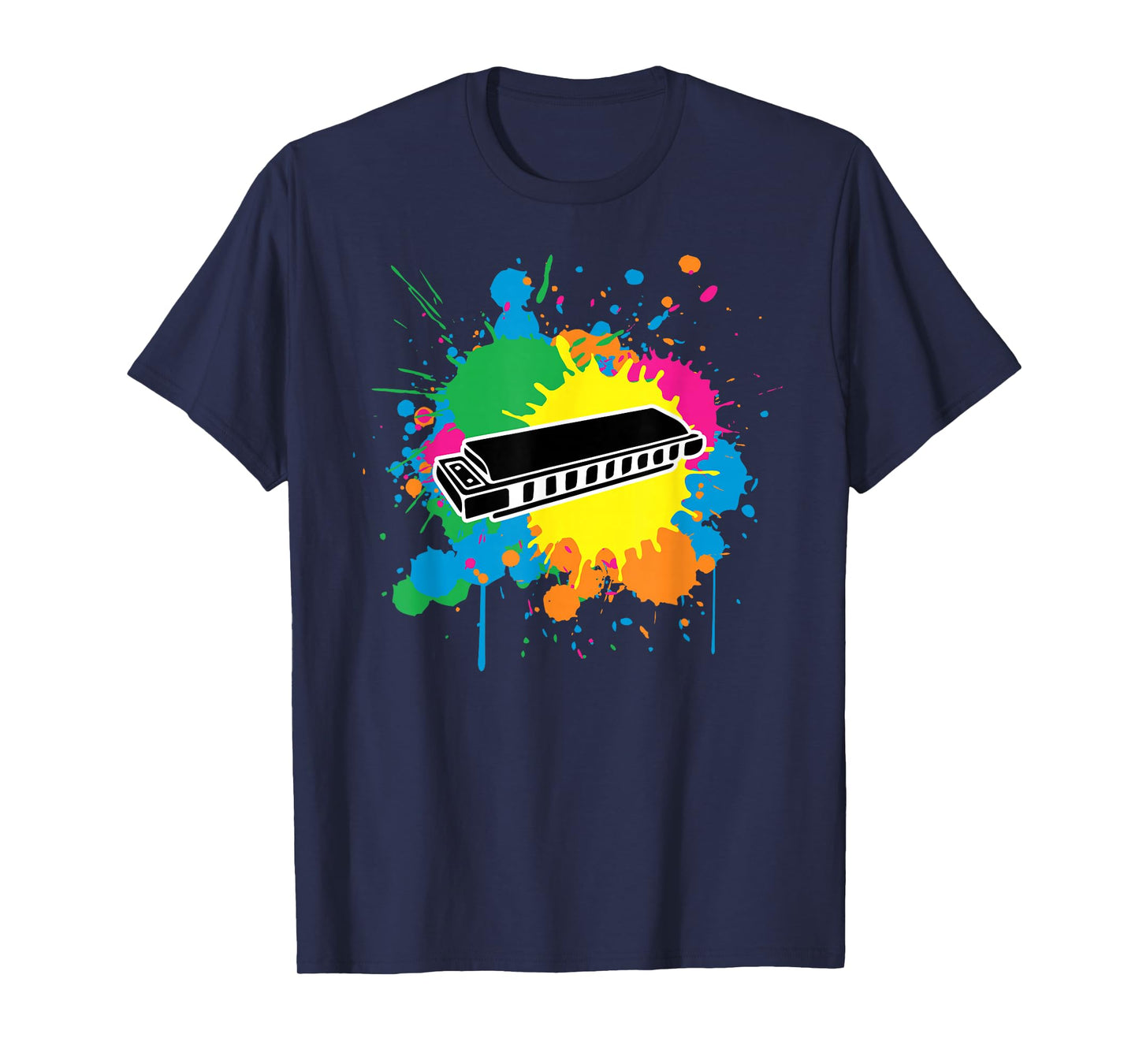 Harmonica Paint Splash Graphic T-Shirt For Harmonica Lovers T-Shirt