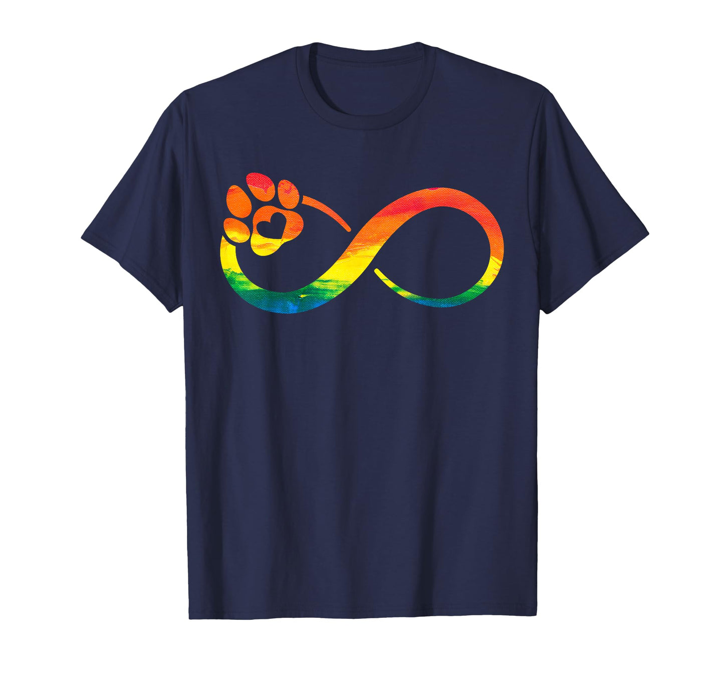 Dog Cat Paw Print Infinite Rainbow, Dog Lover Rescue T-Shirt