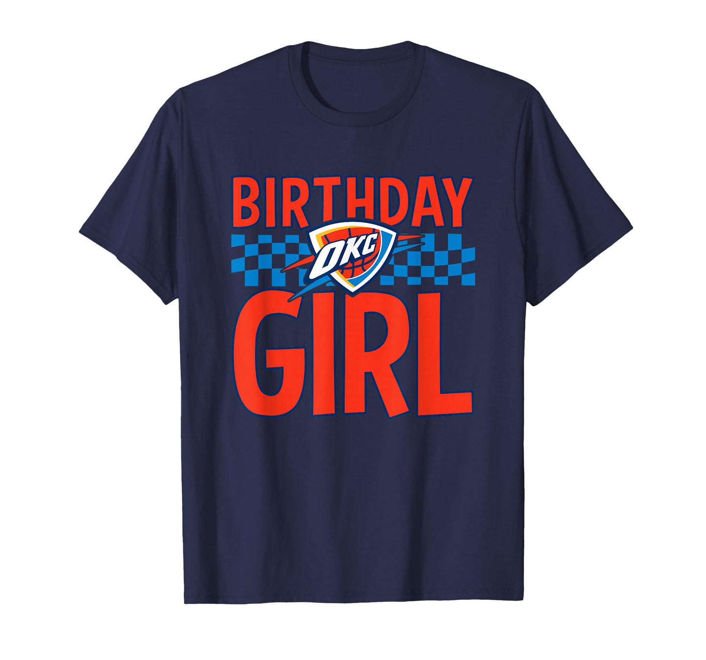 NBA Oklahoma City Thunder Birthday Girl Checkered Logo T-Shirt
