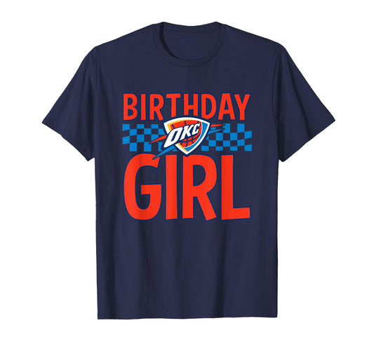 NBA Oklahoma City Thunder Birthday Girl Checkered Logo T-Shirt