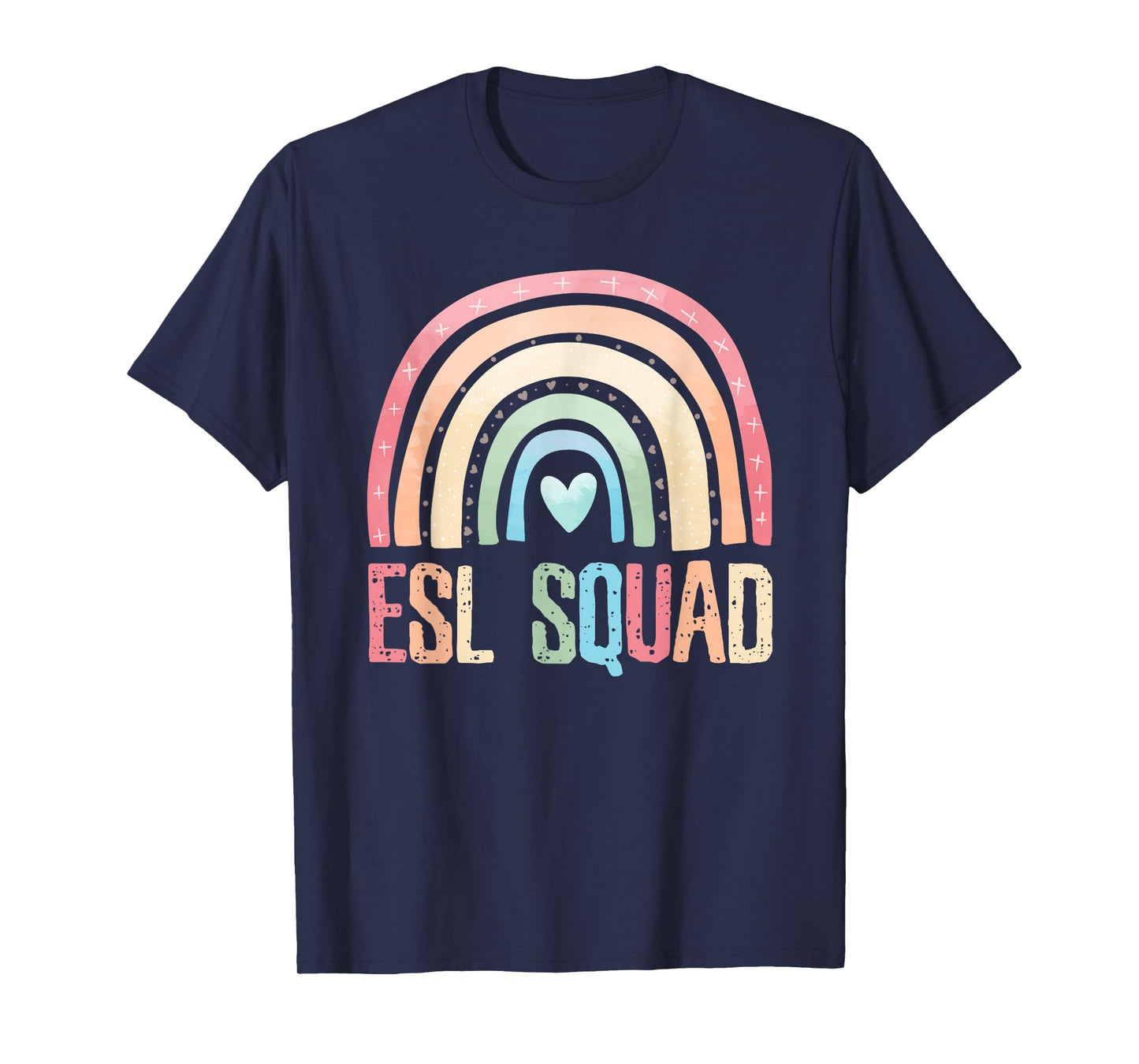 ESL Squad Teacher Crew Team Back To School English Rainbow T-Shirt