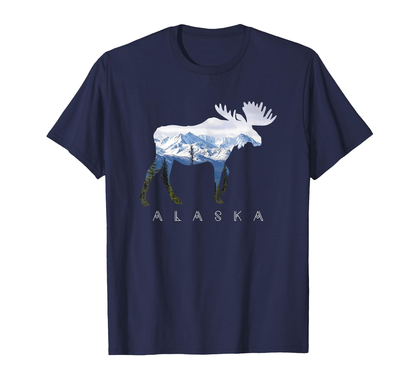 Alaska Day Moose Snowy Mountain T-Shirt T-Shirt