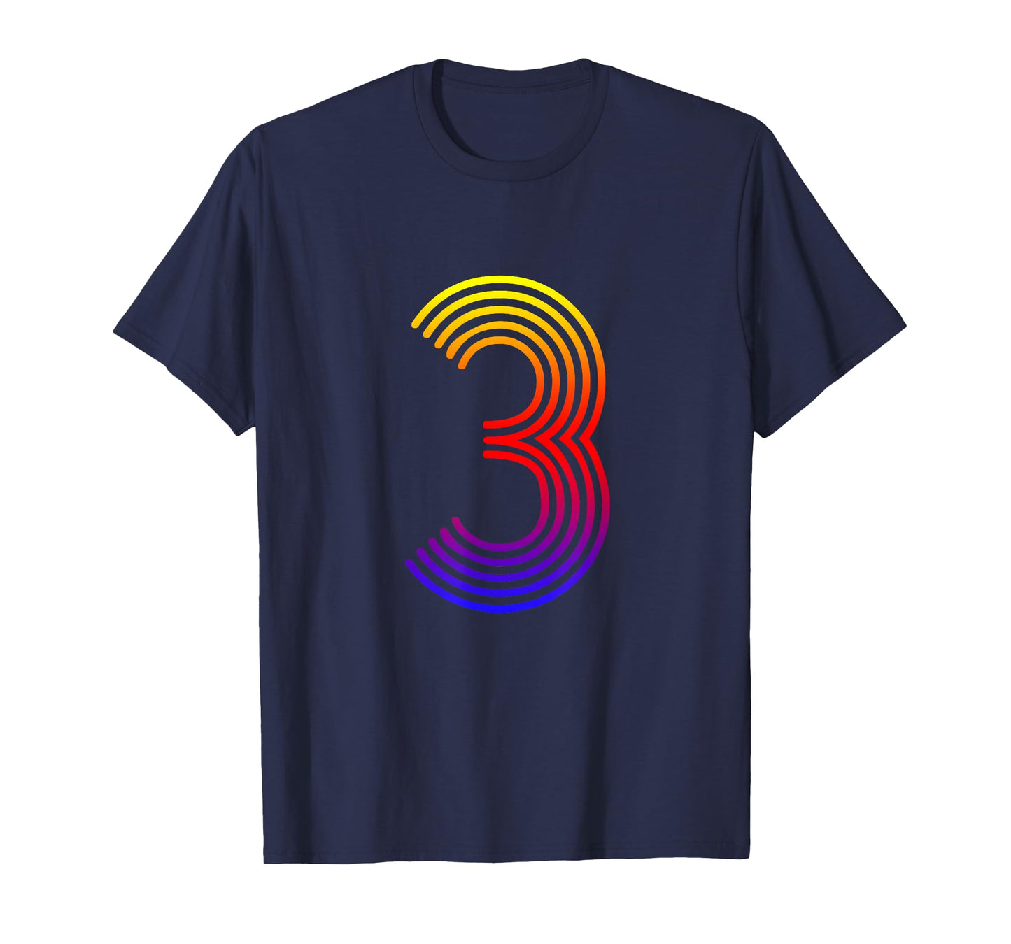 Number 3 Shirt Birthday Gift Disco Rainbow Retro T-Shirt
